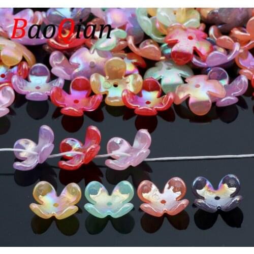 50pcs Transparent Acrylic Four Petal Torus Beads For Jewelry Making DIY Bracelet Necklace Headdress Craft Accessories