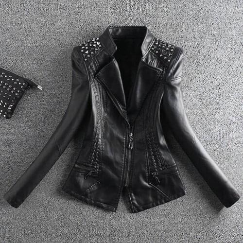 REJADEBOBO Womens Fashion Leather Jackets