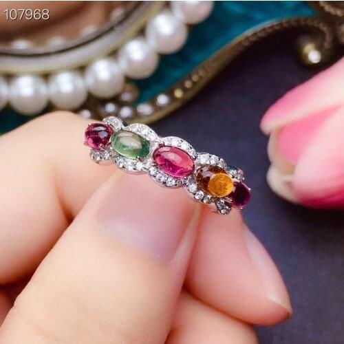 The Best Gift for Your loved Girl Tourmaline Ring 925 sterling silver Fine jewelry Natural and Real Tourmaline Ring