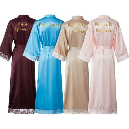 Silk Satin Lace Robe Bridal Robe Bridesmaid Robes Bride Robe Women Wedding Long Robe Bathrobe Silk Robes