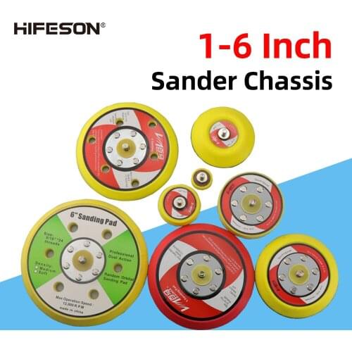 HIFESON 1/2/3/4/5/6" Sandpaper Machine 6-hole Brushed Smooth Chassis Polished Sanding Disc Velcro Tray 8/10MM Thread 2 Styles