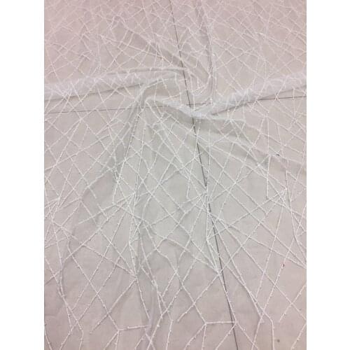 Top quality SYJ-81032 Mesh tulle lace fabric nice looking African French lace fabric with beads