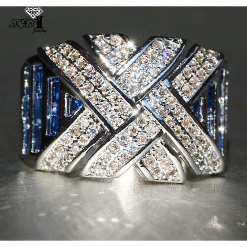 YaYI Jewelry Fashion Princess Cut 3.6 CT White Zircon Silver Color Engagement Girls Wedding Party Christmas Present Rings