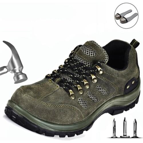 Mountaineering Suede Leather Protective Shoes, Protective Shoes, Breathable, Anti-smashing, Anti-piercing, Wear-resistant
