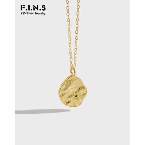 F.I.N.S Korean S925 Sterling Silver Necklace Irregular Uneven Surface INS Style Necklace Pendants for Women Silver 925 Jewelry