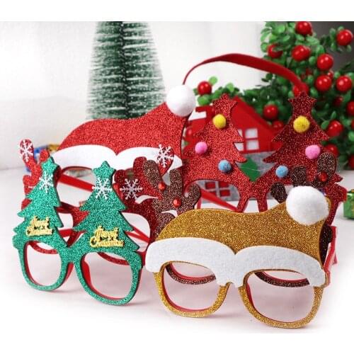 1pc Christmas Decorations For Home Decor New Year Glasses Gifts For Children Santa Claus Deer Snowman Christmas Ornaments Random
