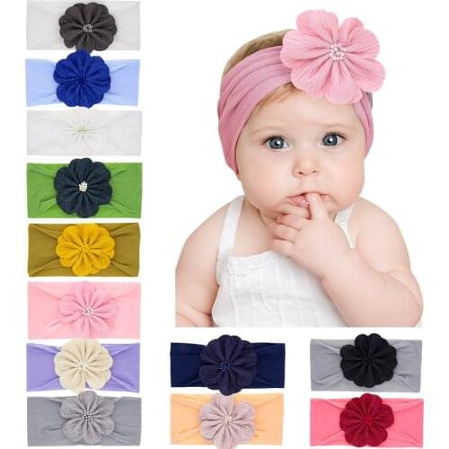 Fashion 0-3-6Years Old Baby Children Nylon Wide Elastic Hair Bands Flower Headband Kids Headwear Wholesale Fast Delivery 10PCS