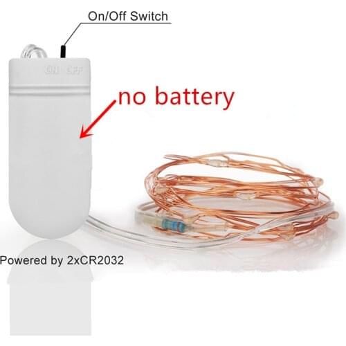 10pcs Copper Led Fairy Lights 2M 20 Leds CR2032 Button Battery Operated LED String Light Xmas Wedding party Decoration
