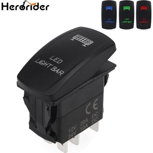 12V 20A Laser Push Button Rocker Toggle Switch Blue LED Bar Light Car Auto Switch Panel