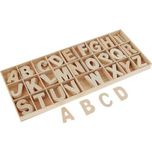 156pcs Set Wooden Letters - Wooden Craft Alphabet with Storage Tray - Unpainted Kids Learning Toy, Scrapbooking Embellishments