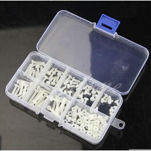 160Pcs Metric M3 8 Sizes Assortment Stand-off Nylon Screws Bolt & Nuts Kit White