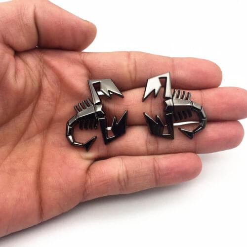 2PCS/set 3D Metal Scorpion Shape Emblem Badge Sticker For Fiat Abarth Renault Car Door Fender Trunk Rear Decor