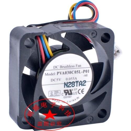 2pcs COOLING FAN FOR PVA030C05L-P01 3010 3cm 30mm fan 5V 0.055A 4-wire 4Pin laptop ultra quiet hydraulic fan MC30101V1-D01U-S99