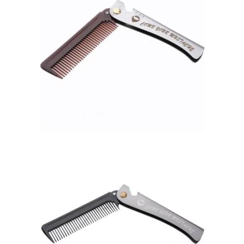 2Pack Stainless Steel Beard Comb Mens Hair, Beard and Mustache Styling Comb Folding Fine Teeth Pocket Comb