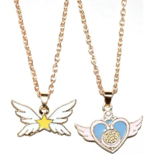2018 Fashion Enamel White Wing Heart Pendant Necklace Best friends Jewelry Gifts For Kids Women Accessories Necklace