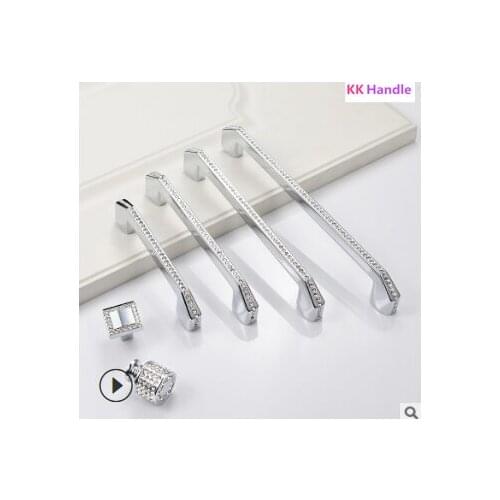 24K Real Gold or Chrome Czech Crystal Drawer Cabinet Knobs Wardrobe Door Handle Furniture Knobs Pull Handles