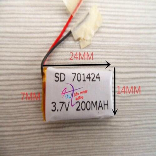 3.7V polymer lithium battery 701424 MP3 wireless headset Bluetooth audio 200MAH