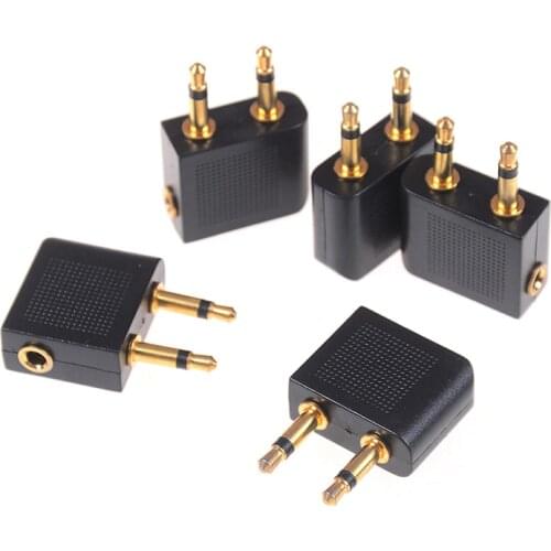 5Pcs 3.5mm Pro Airline Airplane Golden Plated Headphone Jack Plug Adapter