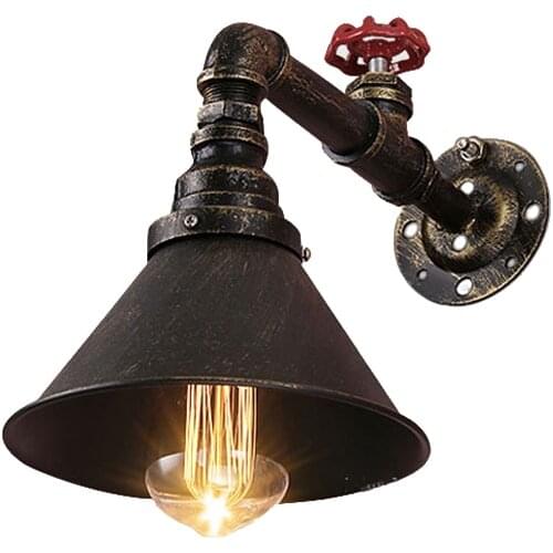 American vintage retro industrial iron pipe wall lamp creative balcony bedroom cafe staircase aisle lamp lighting fixtures bra