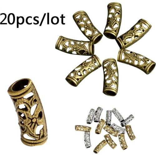 20pcs/set Viking beads Ancient Bronze Flower Beads for Women Men Braids Mustache Dreadlock Accessories Viking Jewelry