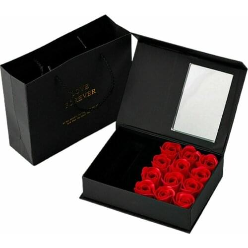 Valentines Eternal Rose Soap Flower Surprises Jewelry Boxes Party Gift, Soap Flower+Gift Box+Gift Carry Bag