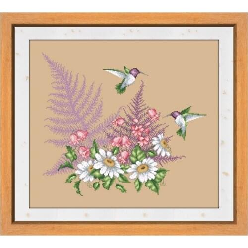 Hummingbird and flowers cross stitch kits aida fabric 18ct 14ct 11ct flaxen linen cotton thread embroidery kits DIY