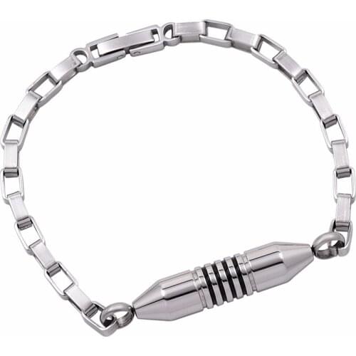 IJB15092 Black Cylinder Cremation Jewelry Keepsake Memorial Bracelet for Ashes