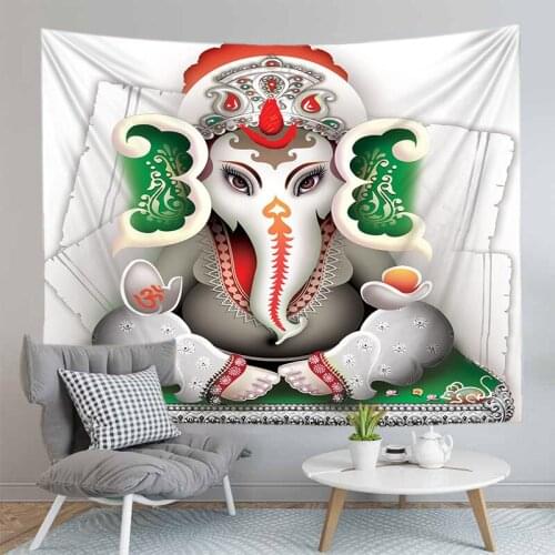 India Lord Ganesha Tapestry Wall Hanging Elephant Printing Carpet Buddha Decorations For Home Living Room