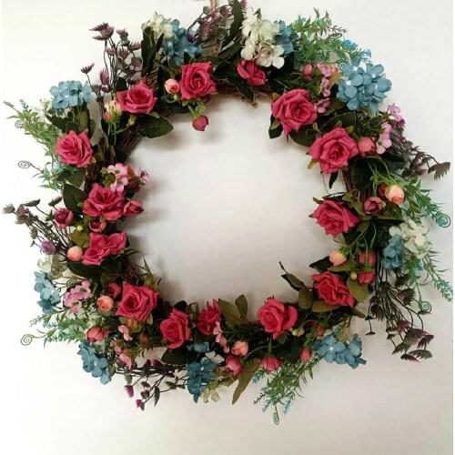 Thanksgiving Artificial Flowers Wreath Lintel Simulation Rose Doors Decorated Christmas Flower Garland Ornaments Round-shaped