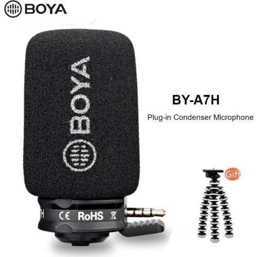 BOYA BY-A7H TRRS Cardioid Mini gun shape Directional Microphone for Smart Phones Omni-directional Polar Pattern Plug and Play
