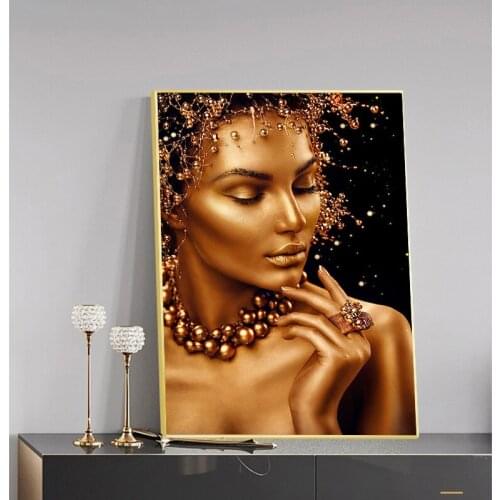Sexy Black Golden Nude Women Oil Painting on The Wall Canvas Posters and Prints Cuadros Art Wall Picture for Living Room Decor