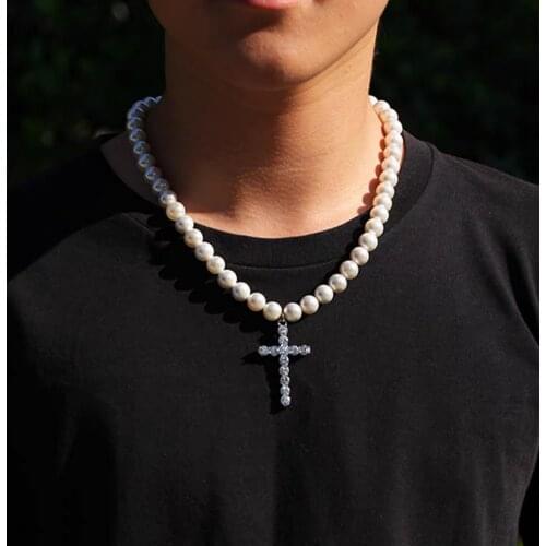 Classic Cross Analog Pearl Chain Accessories Necklaces For Women Court Fashion Jewelry Pendant Necklaces Charm Elegant Vintage