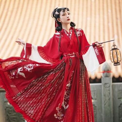 Princess Hanfu Costume For Women Elegant Red Female Chinese Ancient Traditional Adult Clothes Folk Dance Hanfu Outfit SL4364