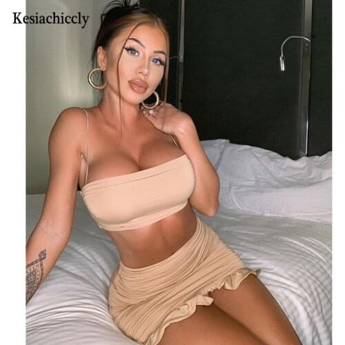 Kesiachiccly Summer bodycon woman slash neck pleated dress mujer new sleeveless Leisure vacation streetwear sexy ruffles dress