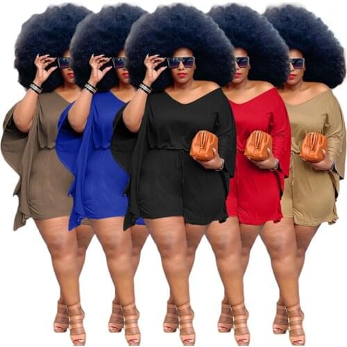 Summer Shorts Sets Ladies Batwing Sleeves Tops and Short Casual Two Piece Set Plus Size Suit with Shorts for Women Dropshipping