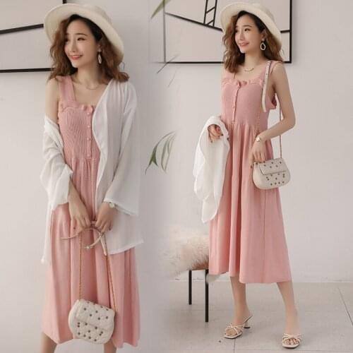 Summer Pink Black Maternity Dresses Maternity Pregnant Sleeveless Solid A-Line Dress Sweet maternity Clothes Dress for pregnant