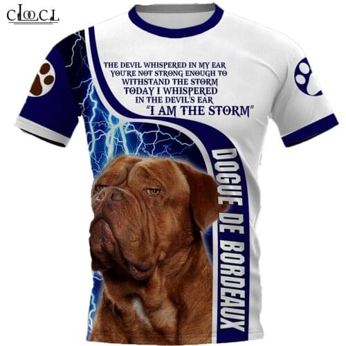 CLOOCL Fashion Mens T-shirt Dogue De Bordeaux Dog 3D Printed Harajuku Style Clothing Short Sleeve Tees Tops