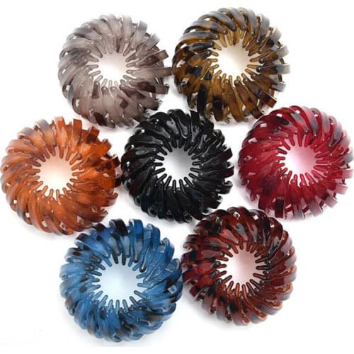 Fashion Womens Bird Nest Expanding Crystal Tail Hair Bun Holder Clips Claw Pins Hairdresser
