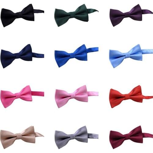 Men’s Fashion Solid Color Stripe Bowtie Wedding Party Adjustable Formal Bow Tie