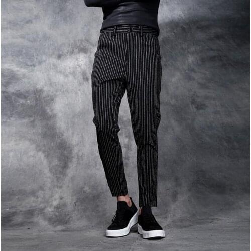 Personalized water wash casual pants mens slim trousers male spring and autumn three-dimensional cut all-match men harem pants