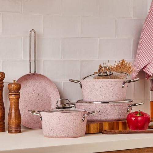 Cookplus Biogranit Alpha Pink 7 Piece Cookware Set