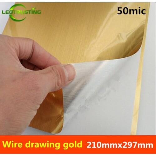 50sheets A4 Size 210mmx297mm Brushed Gold Sticker 50mic Label Printing Metallic Gold A4 Adhesive Sticker for Laser Printer