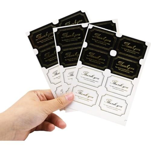 40-80pcs Thank you Seal Sticker For Packaging Gift White Black Square Scrapbooking Sticker Labels Baking Cake Paper Tags
