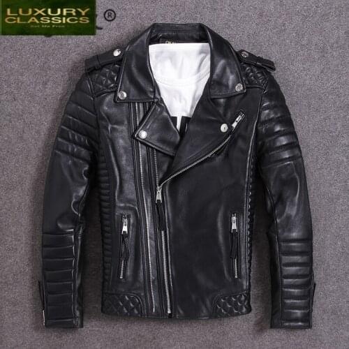 Real Leather Jacket 100% Men 2021 Winter Streetwear Plus Size Genuine Sheepskin Leather Coat Mens Leather Jackets 19815
