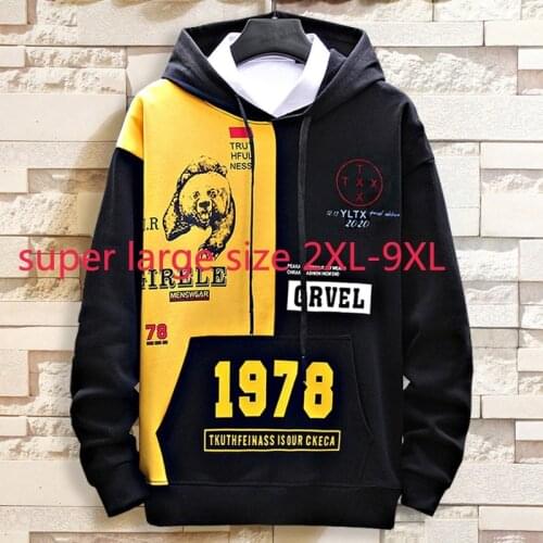 2020 New Arrival Fashion Super Large Mens Autumn Oversize Loose Hoodie Casual Hooded Print Plus Size 2XL-4XL 5XL 6XL 7XL 8XL 9XL