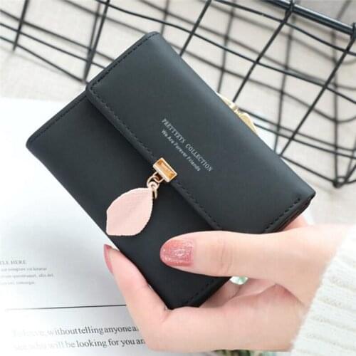 New womens Short Wallet Fashion Pu Leather Fashion Leaf Tassel Clutch Portable Id Credit Card Holder Purse