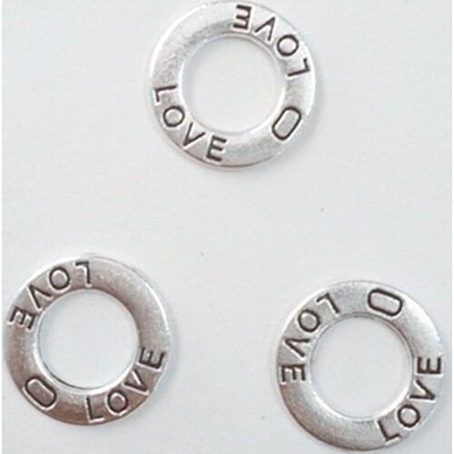 BULK 30pcs Alloy Metal Message Love Charms Antique Silver Plated Affirmation Circle Pendant DIY Jewelry 17*17mm 1.1g
