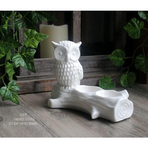 Originally gift for ceramic owl candlestick decoration pieces decoration courtyard Animal Factory direct sale