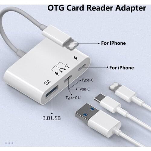 4 in 1 OGT Card Reader Adapter for iPhone USB 3.0 Type-C Charger Transfer Interface U Disk Transfer for Apple OGT Adapter Cable