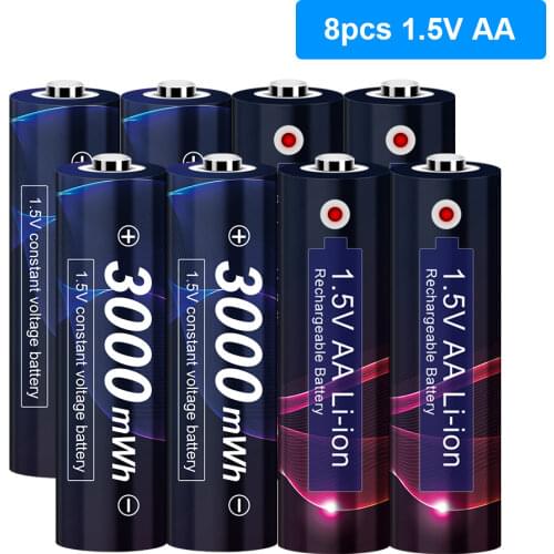 1.5V AA Rechargeable Battery Lithium Li-ion AA 1.5V 3000mWh Battery 2A Pre-charged Bateria low self discharge AA Batteries